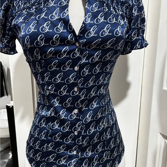 Vintage Guess Navy Blue Button Down Shirt - Picture 3 of 10